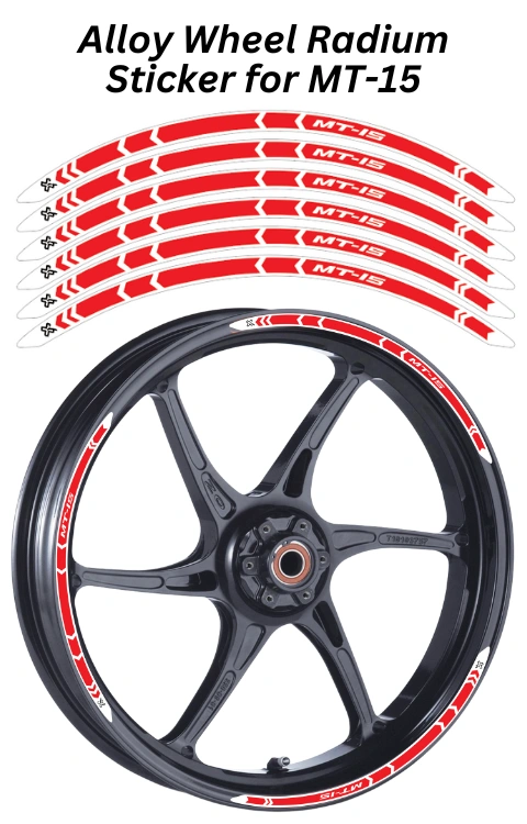 Alloy Wheel Radium Sticker for MT 15 | Made in Premium Radium with FPF (Fade Protection Film), Waterproof, Precut Sticker, Pack Of 12